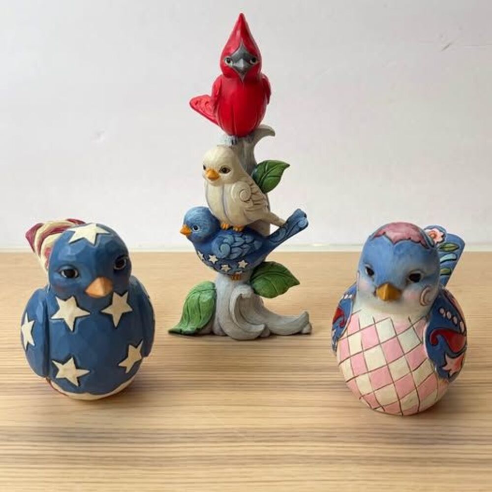 Jim Shore Heartwood Creek Patriotic Birds Figurines Americana